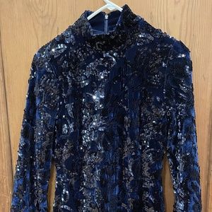 Alexis Dress Midnight blue Velour and Sequin